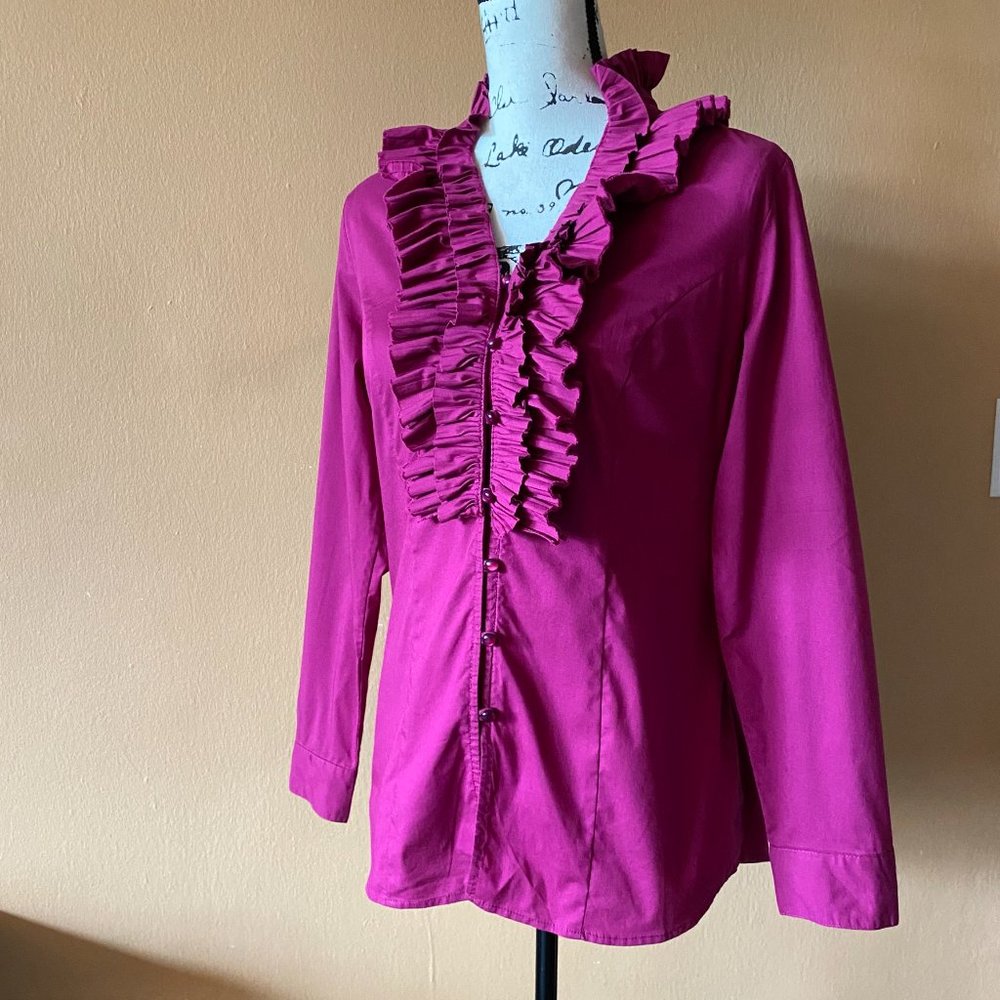 Soft Surroundings Ruffle Button Down Blouse Top - image 3